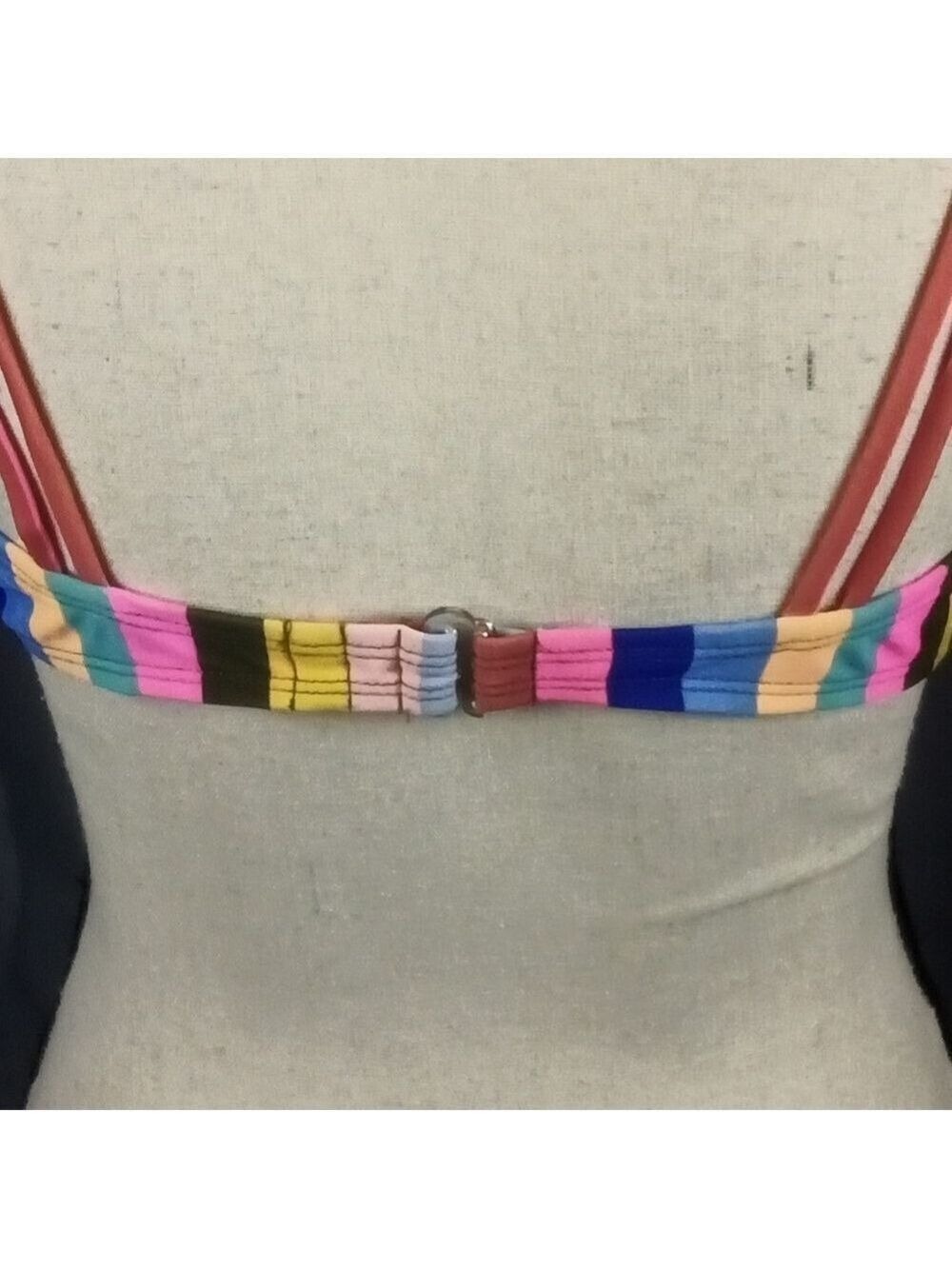 Colorful Striped Bikini Top, Size M - Picture 4 of 4